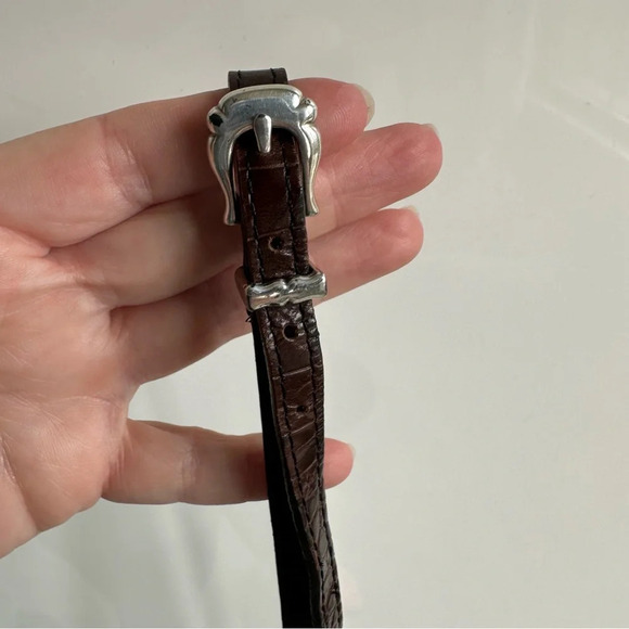 Brighton Leather WOC Black Faux Crocodile Cross Body Adjustable Strap Pockets - Picture 11 of 14